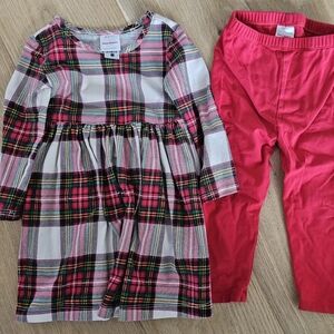 Hanna Andersson Holiday Long Sleeve Skater Dress with leggings